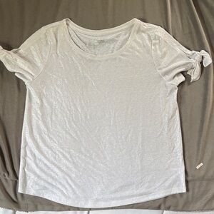 Talbots Cream Short Sleeve Top with Tie Details